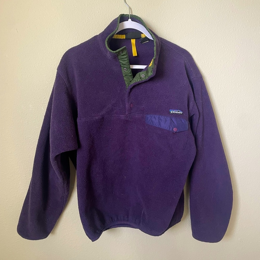 Purple Patagonia Fleece Synchilla Snap Vintage RARE Pullover
